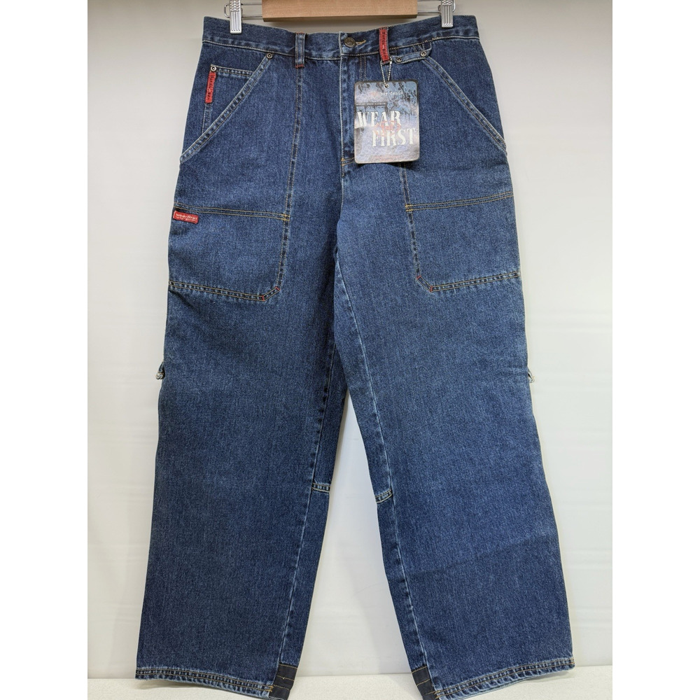 Vtg 90s NOS WEARFIRST Bad Boy Denim Mens 32x30 Baggy Loose Leg Skater Blue Jeans